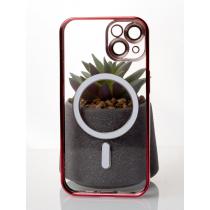Силиконовый чехол SHINING с поддержкой MagSafe для iPhone 14 красный