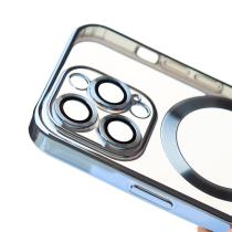 Силиконовый чехол SHINING с поддержкой MagSafe для iPhone 15 Pro синий