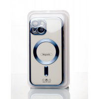 Силиконовый чехол SHINING с поддержкой MagSafe для iPhone 15 Plus синий