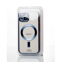 Силиконовый чехол SHINING с поддержкой MagSafe для iPhone 15 Plus синий