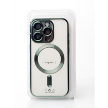 Силиконовый чехол SHINING с поддержкой MagSafe для iPhone 14 Pro зеленый