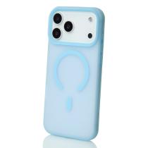 Силиконовый чехол SOFT MATT с поддержкой MagSafe для iPhone 17 Pro light blue