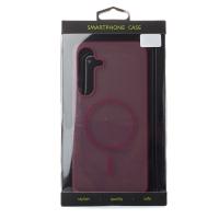 Силиконовый чехол SOFT MATT с поддержкой MagSafe для Samsung S24/S25 cherry red