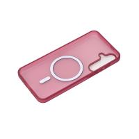 Силиконовый чехол SOFT MATT с поддержкой MagSafe для Samsung S24/S25 cherry red