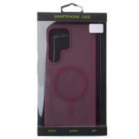 Силиконовый чехол SOFT MATT с поддержкой MagSafe для Samsung S24 Ultra cherry red