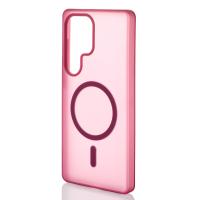 Силиконовый чехол SOFT MATT с поддержкой MagSafe для Samsung S24 Ultra cherry red