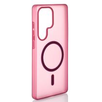 Силиконовый чехол SOFT MATT с поддержкой MagSafe для Samsung S24 Ultra cherry red