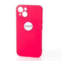 Силиконовый чехол SOFT Silicone Case для iPhone 14 (с лого) малиновый